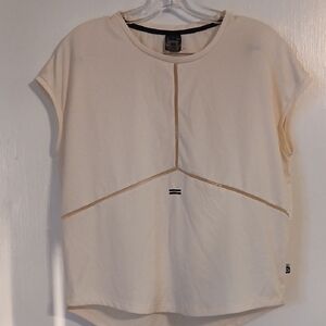 Cream Boxy T-Shirt with Short Sleeves